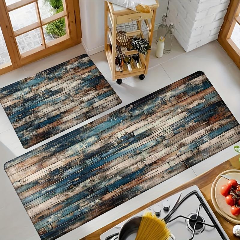 Heavy Equipment Washing - Vintage Wood Print Kitchen Rug, Non-Slip