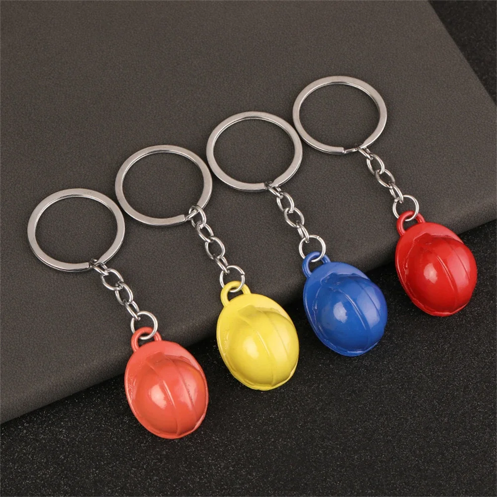 Heavy Equipment Key Ring - Colorful 3D Safety Hat Keychain Metal