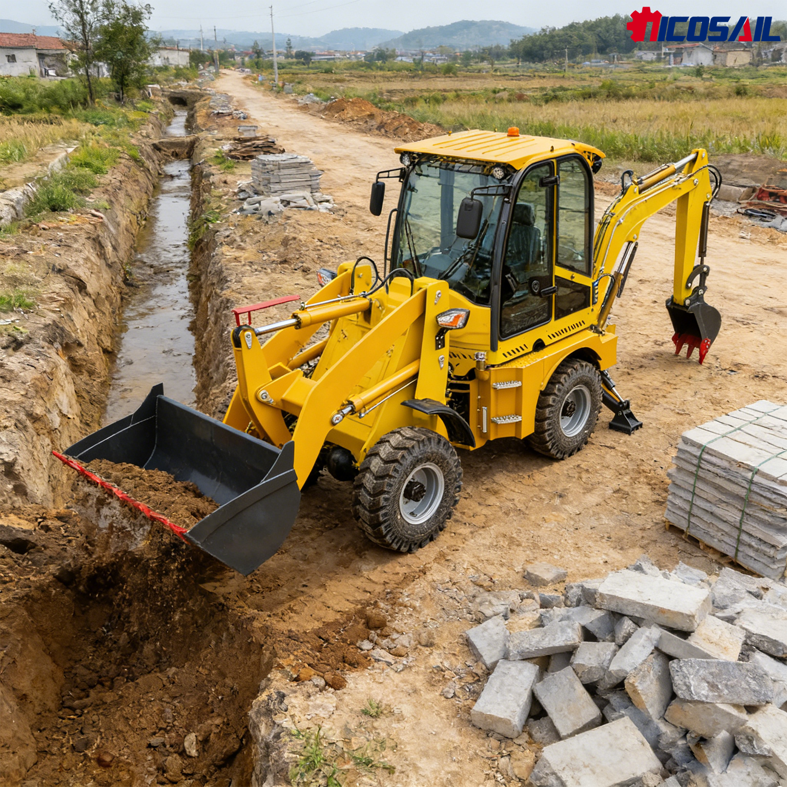 Mini Backhoe Loader 4WD Euro 5 - Tractor Backhoe ulasan dan harga